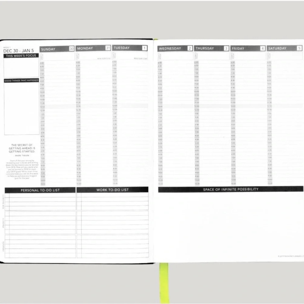 Passion Planner 2021 Weekly Annual Elite, Size Small, Sunday Start. Black